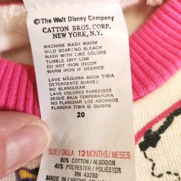 NWT Vtg 90s Disney Minnie Mouse Baby Set 12M Sweatshirt Pants Retro Hong Kong - Picture 6 of 7